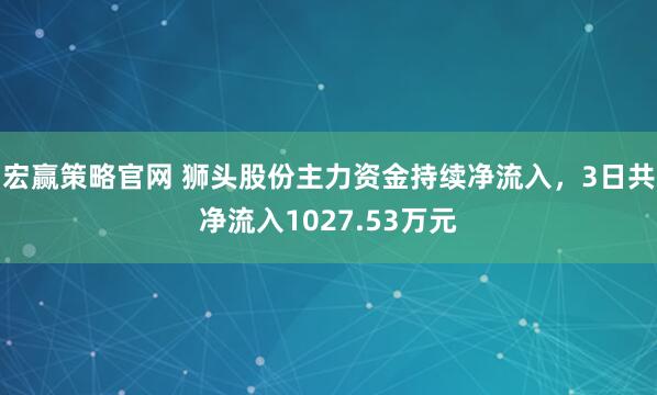 宏赢策略官网 狮头股份主力资金持续净流入，3日共净流入1027.53万元